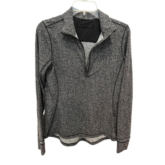 Lululemon Outrun 1/2 Zip Running Lion Ripple Jacquard Black/White, size 6 - Picture 1 of 6